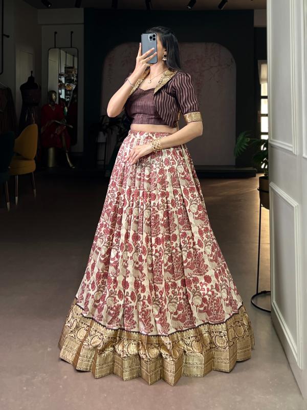 NNK 1109 Tasar Silk BRN Latest lehenga choli designs - wholesale export